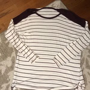 Maroon and white long sleeve T-shirt